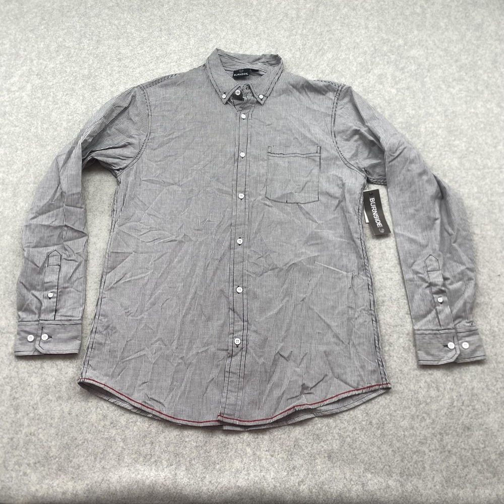 Burnside Shirt Mens Large Gray Striped Stretch Long Sleeve Button Down B8259